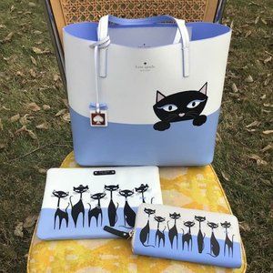 Kate Spade Peeping Jazz Cat Purse Tote Set